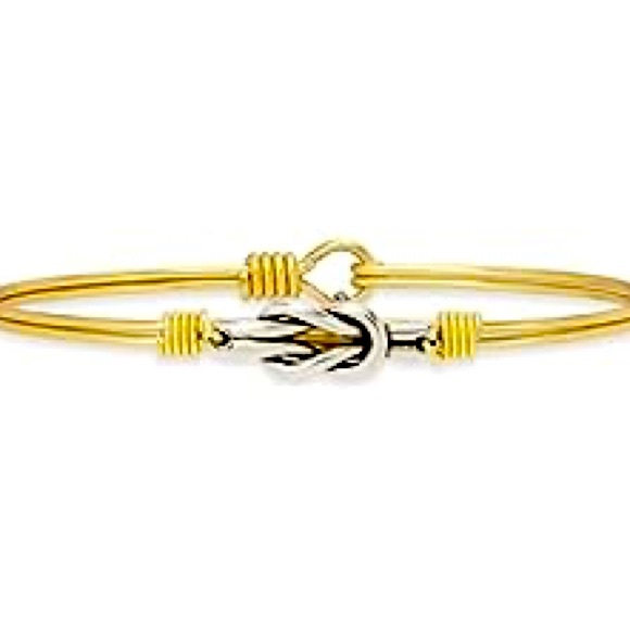 Luca + Danni Love Knot Bangle Bracelet Mixed Metal Silver and Brass - Picture 1 of 12